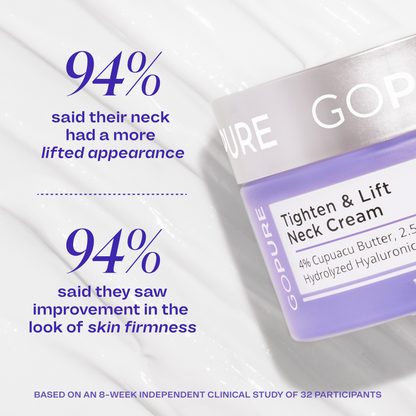 Tighten & Lift Neck Cream-specially formulated to target and combat sagging skin on the neck and chest, providing a visibly firmer and more lifted appearance.