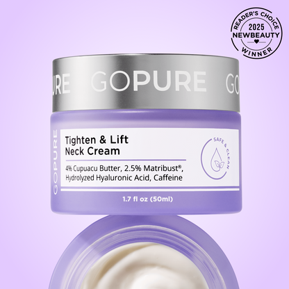 Tighten & Lift Neck Cream-specially formulated to target and combat sagging skin on the neck and chest, providing a visibly firmer and more lifted appearance.